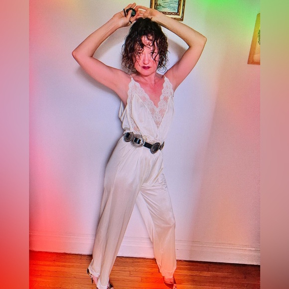 Lingerie jumpsuit made of nylon and lace with cute ties on the side. Open size. - Picture 5 of 14